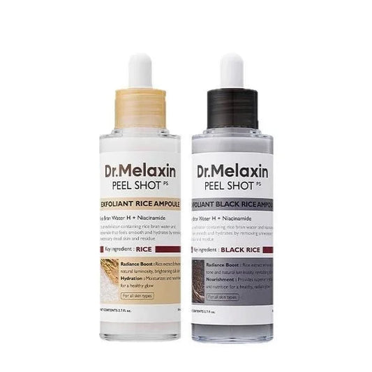 🌾 Dr. Melaxin Korean Rice Brightening & Exfoliating Duo –   Exfoliante e iluminador con arroz blanco y negro